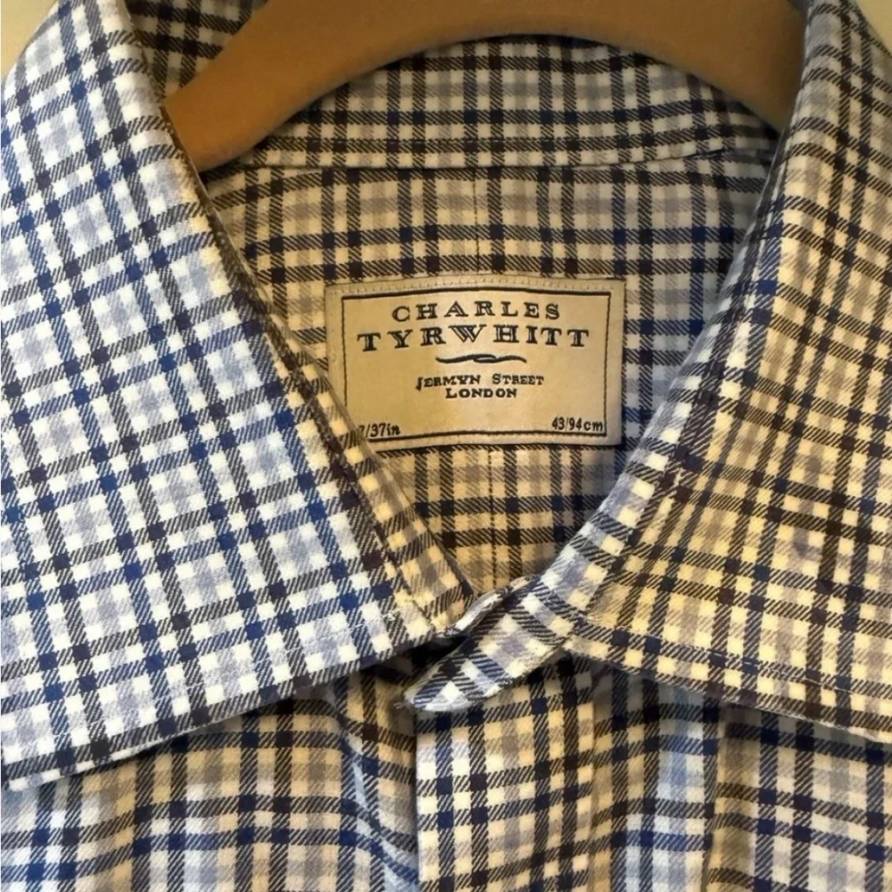 CHARLES TYRWHITT Men’s Cotton Blend Button Front Shirt-17/37 - Picture 3 of 5